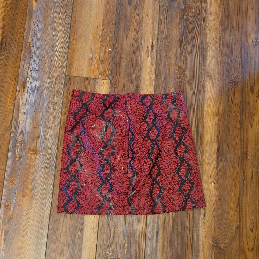 Red Snake Print Mini Skirt